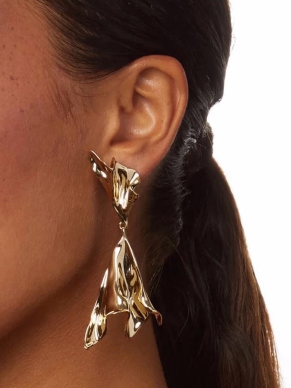Alexis Bittar Crumpled Ruffle Drop Earrings Gold Nwt — image 7 of 8